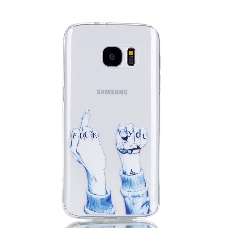 Pattern Printing Gel TPU Phone Shell for Samsung Galaxy S7 SM-G930 - Gesture and Words-2