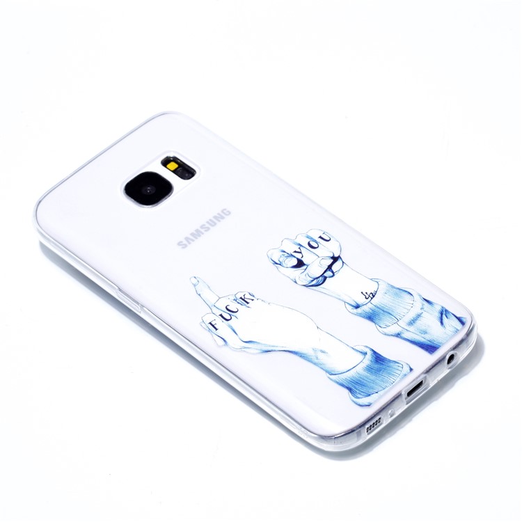 Pattern Printing Gel TPU Phone Shell for Samsung Galaxy S7 SM-G930 - Gesture and Words-3