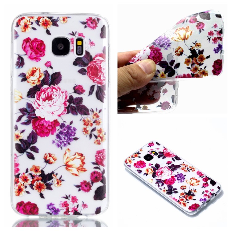 Pattern Printing TPU Mobile Phone Casing for Samsung Galaxy S7 edge SM-G935 - Beautiful Flowers-1
