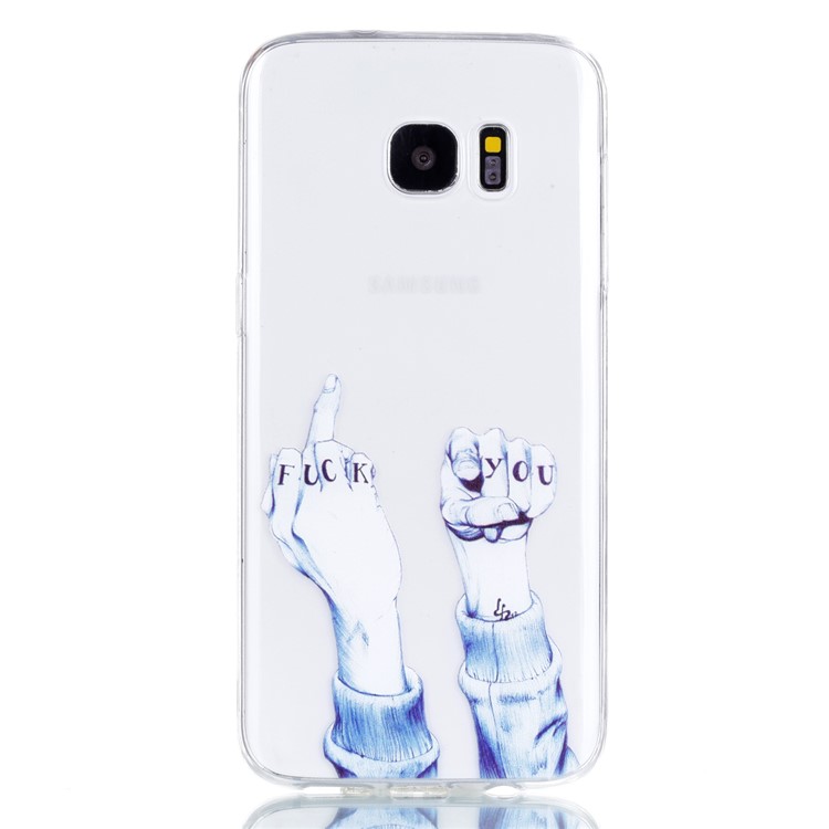 Pattern Printing TPU Phone Cover for Samsung Galaxy S7 edge SM-G935 - Gesture and Words-2