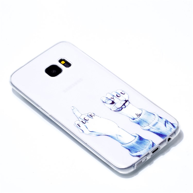 Pattern Printing TPU Phone Cover for Samsung Galaxy S7 edge SM-G935 - Gesture and Words-3