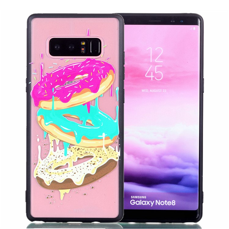 Rubberized Embossed Soft TPU Mobile Case for Samsung Galaxy Note 8 SM-N950 - Donuts-1