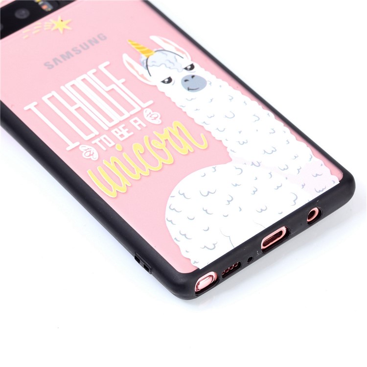 Rubberized Embossed PC + TPU Phone Case for Samsung Galaxy Note 8 SM-N950 - Alpaca Unicorn-3