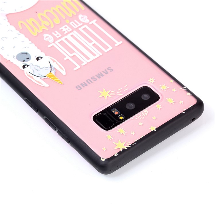 Rubberized Embossed PC + TPU Phone Case for Samsung Galaxy Note 8 SM-N950 - Alpaca Unicorn-4