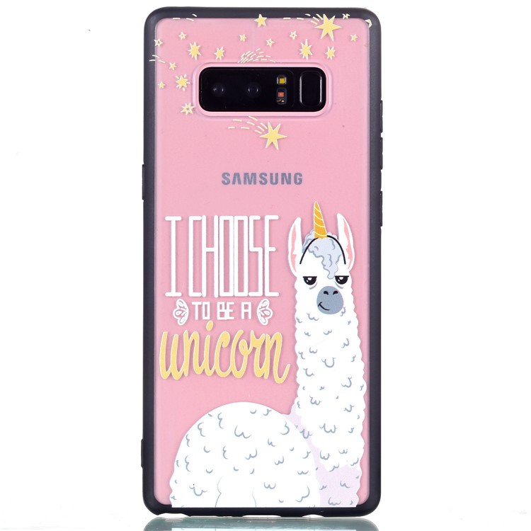 Rubberized Embossed PC + TPU Phone Case for Samsung Galaxy Note 8 SM-N950 - Alpaca Unicorn-5
