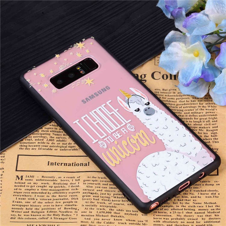 Rubberized Embossed PC + TPU Phone Case for Samsung Galaxy Note 8 SM-N950 - Alpaca Unicorn-8