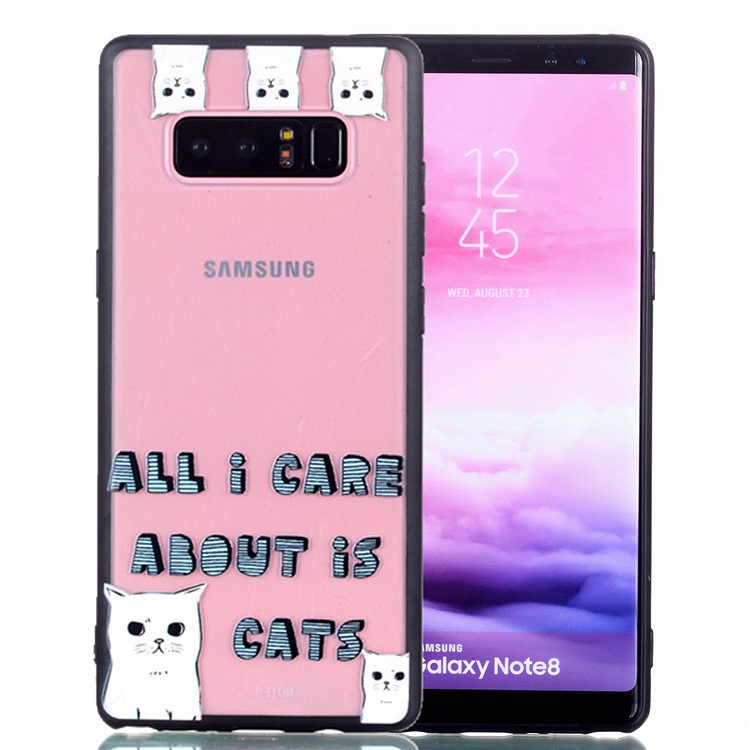 Rubberized Embossed PC + TPU Mobile Cover for Samsung Galaxy Note 8 SM-N950 - Lovely Cats-1
