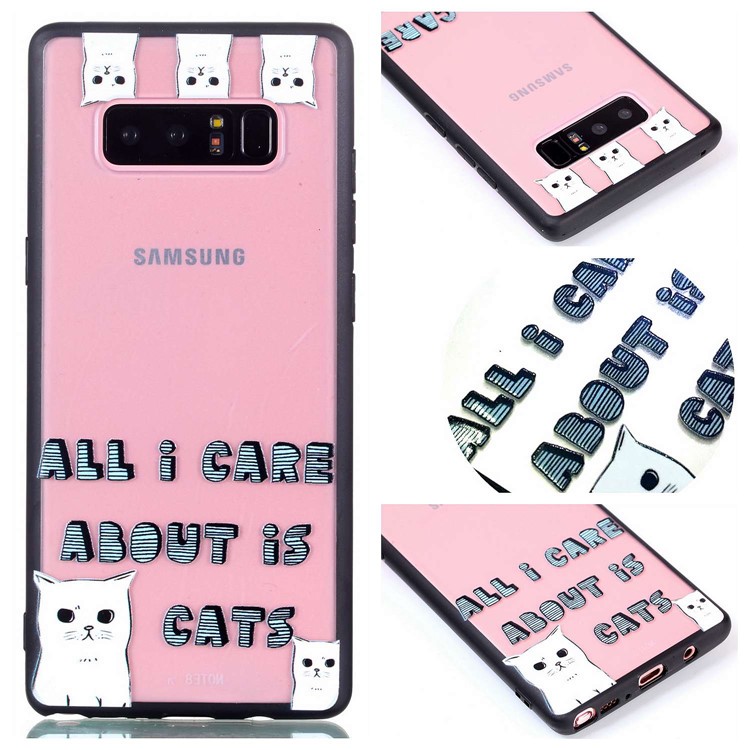 Rubberized Embossed PC + TPU Mobile Cover for Samsung Galaxy Note 8 SM-N950 - Lovely Cats-2