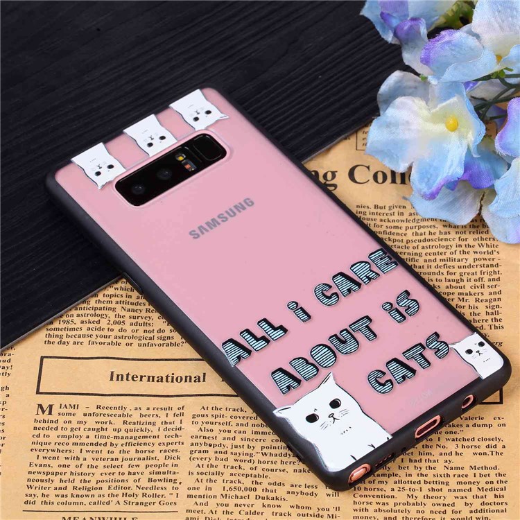 Rubberized Embossed PC + TPU Mobile Cover for Samsung Galaxy Note 8 SM-N950 - Lovely Cats-8