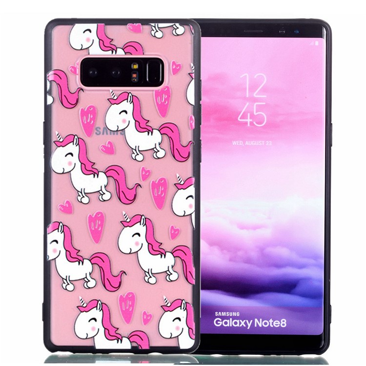 Rubberized Embossed PC + TPU Phone Shell for Samsung Galaxy Note 8 SM-N950 - Adorable Unicorns-1