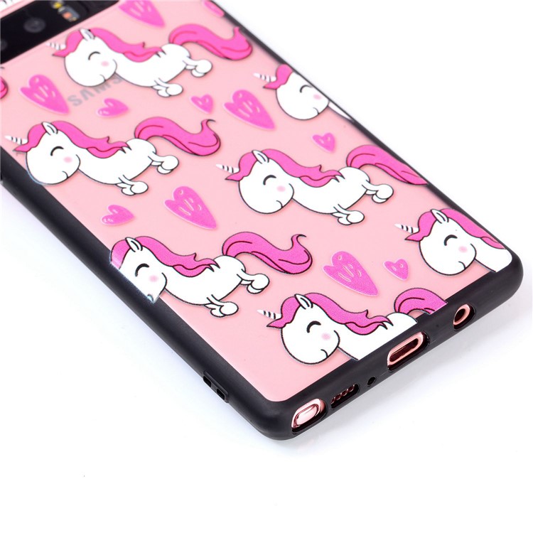 Rubberized Embossed PC + TPU Phone Shell for Samsung Galaxy Note 8 SM-N950 - Adorable Unicorns-3