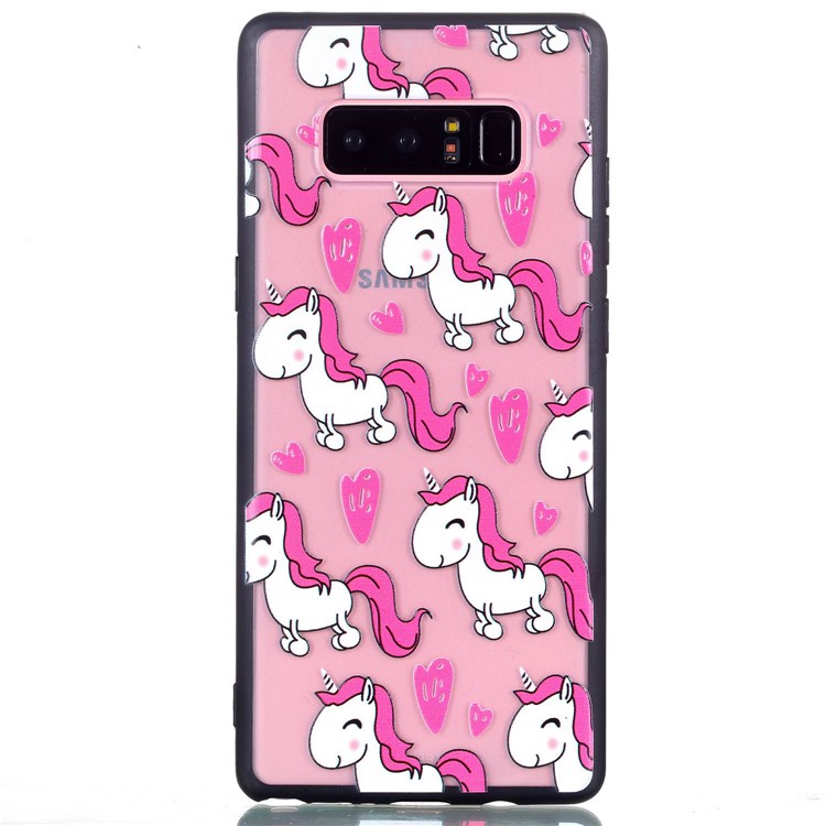 Rubberized Embossed PC + TPU Phone Shell for Samsung Galaxy Note 8 SM-N950 - Adorable Unicorns-5