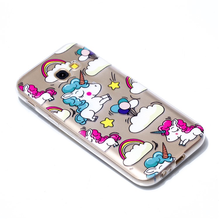 Pattern Printing TPU Shell Cover Case for Samsung Galaxy A3 (2017) - Cloud and Unicorn-3