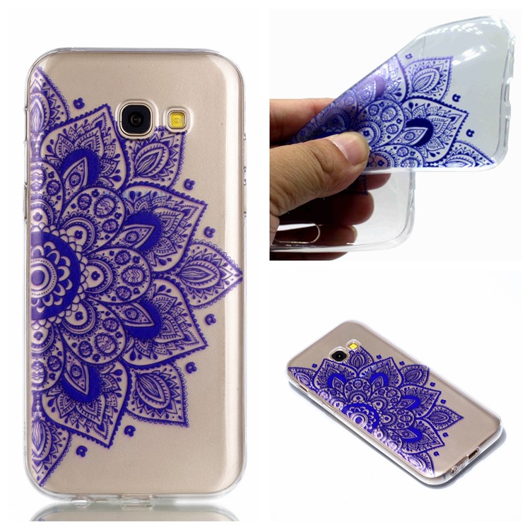 Pattern Printing TPU Protection Case for Samsung Galaxy A5 (2017) SM-A520 - Purple Flower-1