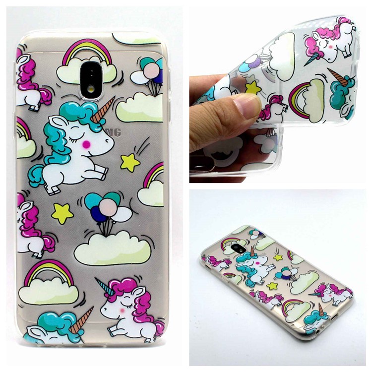 Pattern Printing TPU Case Accessory for Samsung Galaxy J7 Pro (2017) / J7 (2017) EU Version - Cloud and Unicorn-1