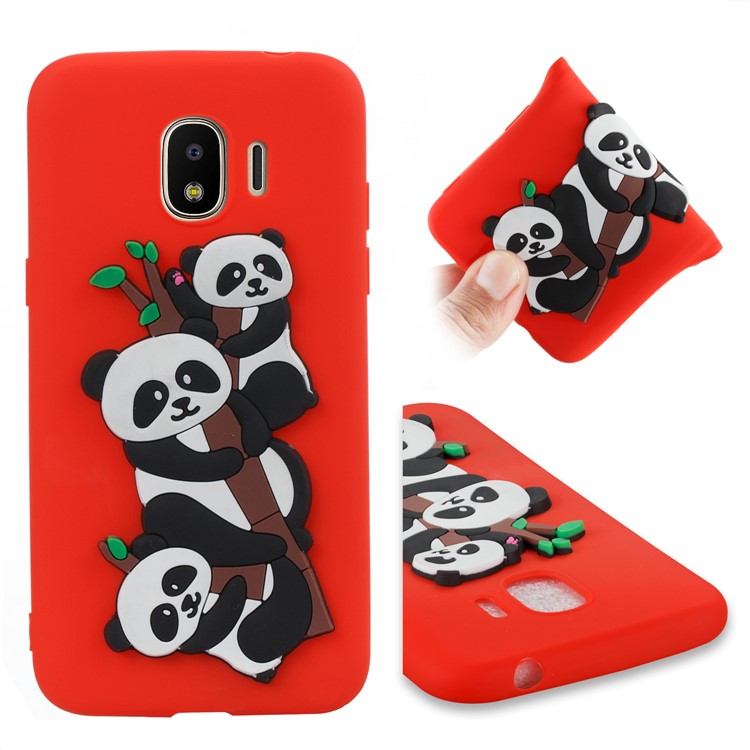 Lovely 3D Panda Pattern TPU Cover Case for Samsung Galaxy J2 Pro 2018 - Red-1