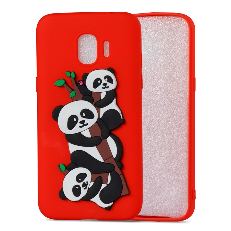 Lovely 3D Panda Pattern TPU Cover Case for Samsung Galaxy J2 Pro 2018 - Red-2