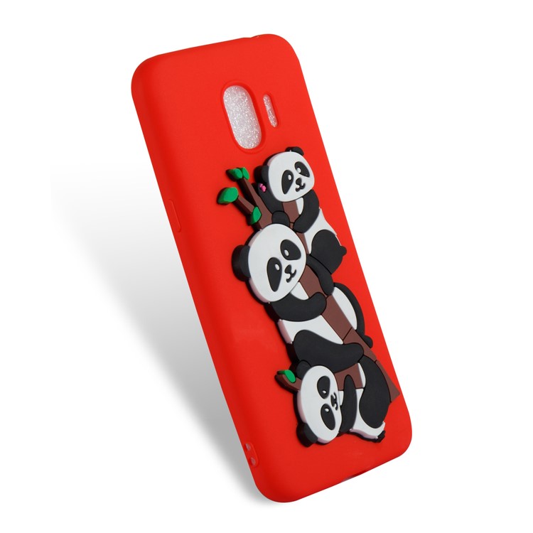 Lovely 3D Panda Pattern TPU Cover Case for Samsung Galaxy J2 Pro 2018 - Red-3