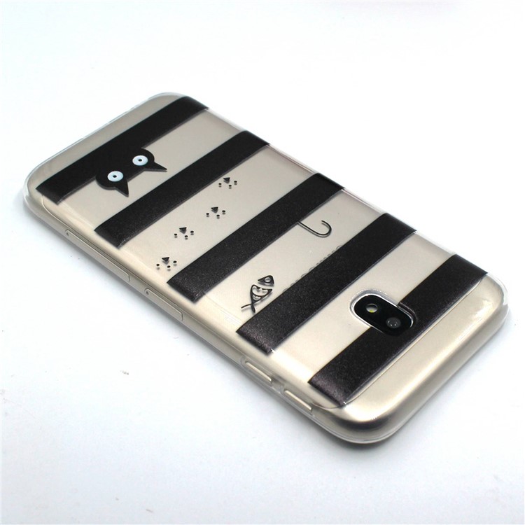 Pattern Printing Soft TPU Phone Accessory Cover for Samsung Galaxy J5 Pro (2017) / J5 (2017) EU Version - Stripe and Cat-4
