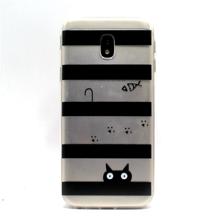 Pattern Printing TPU Gel Back Mobile Shell Case for Samsung Galaxy J3 (2017) EU Version / J3 Pro (2017) - Cat and Fish-2