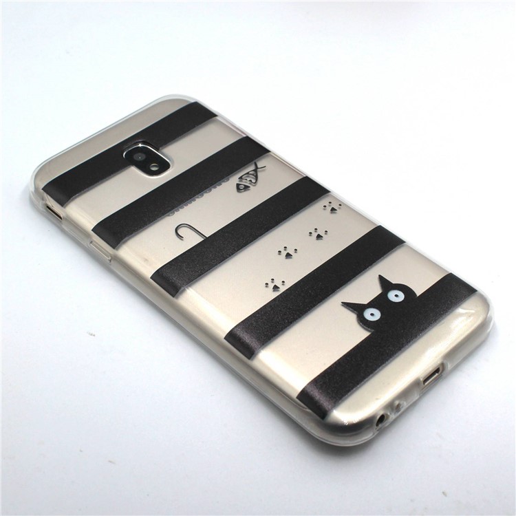 Pattern Printing TPU Gel Back Mobile Shell Case for Samsung Galaxy J3 (2017) EU Version / J3 Pro (2017) - Cat and Fish-3