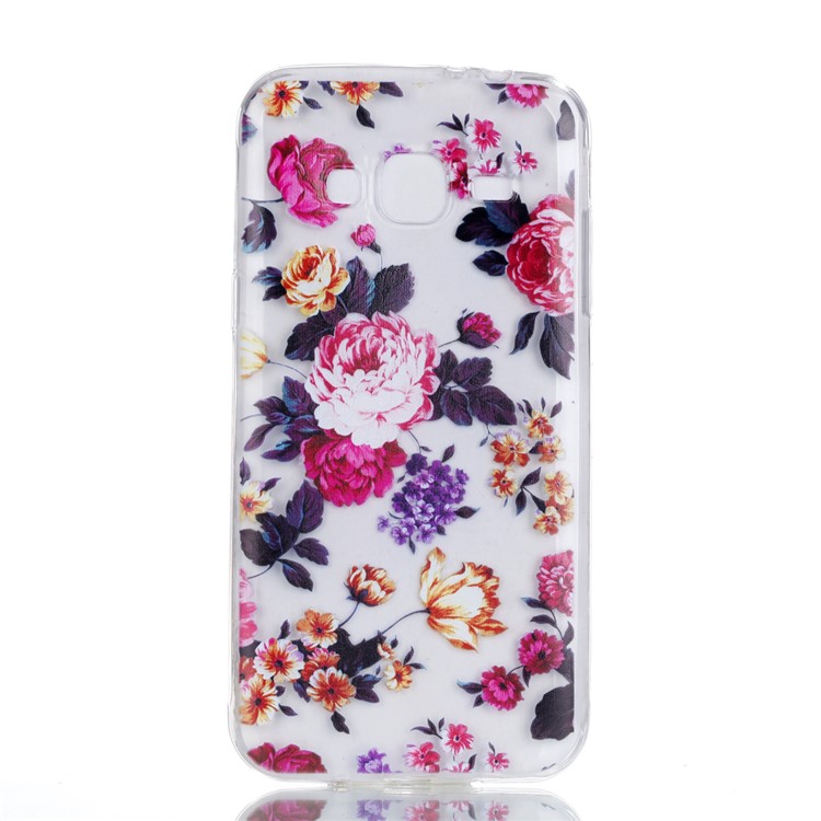 Pattern Printing Soft TPU Phone Cover for Samsung Galaxy J3 (2016) / J3 - Peony-2