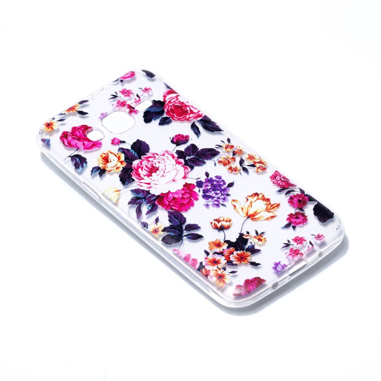 Pattern Printing Soft TPU Phone Cover for Samsung Galaxy J3 (2016) / J3 - Peony-3