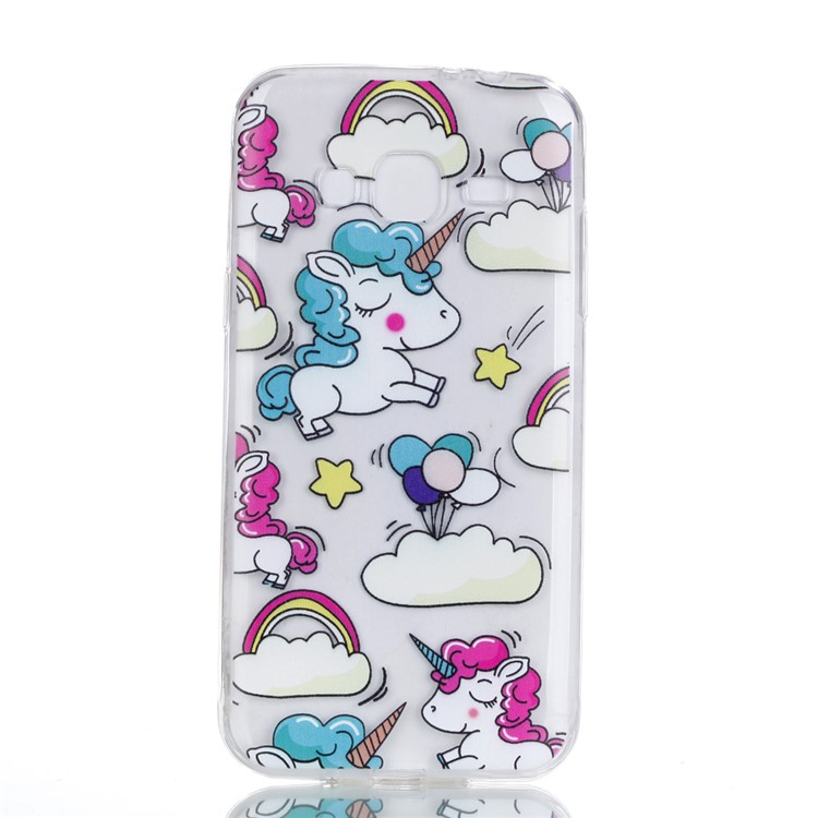 Pattern Printing Soft TPU Phone Shell for Samsung Galaxy J3 (2016) / J3 - Shy Unicorns-2