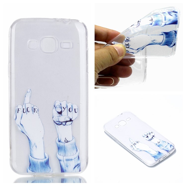 Pattern Printing Soft TPU Mobile Shell for Samsung Galaxy J3 (2016) / J3 - Hand Gesture-1