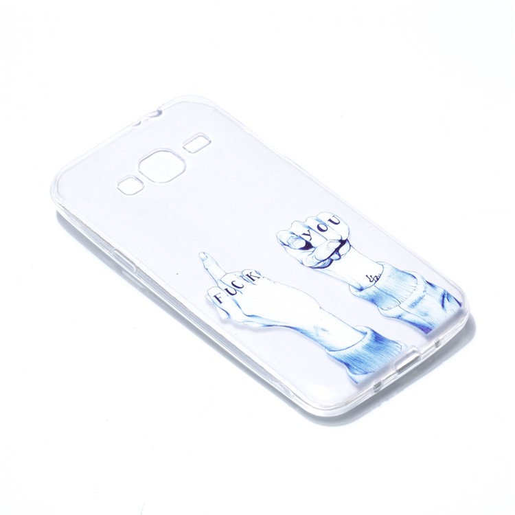 Pattern Printing Soft TPU Mobile Shell for Samsung Galaxy J3 (2016) / J3 - Hand Gesture-3