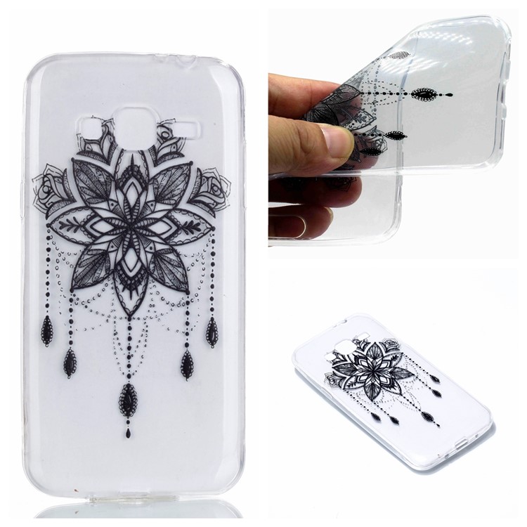 Pattern Printing Soft TPU Case Accessory for Samsung Galaxy J3 (2016) / J3 - Black Flower-1