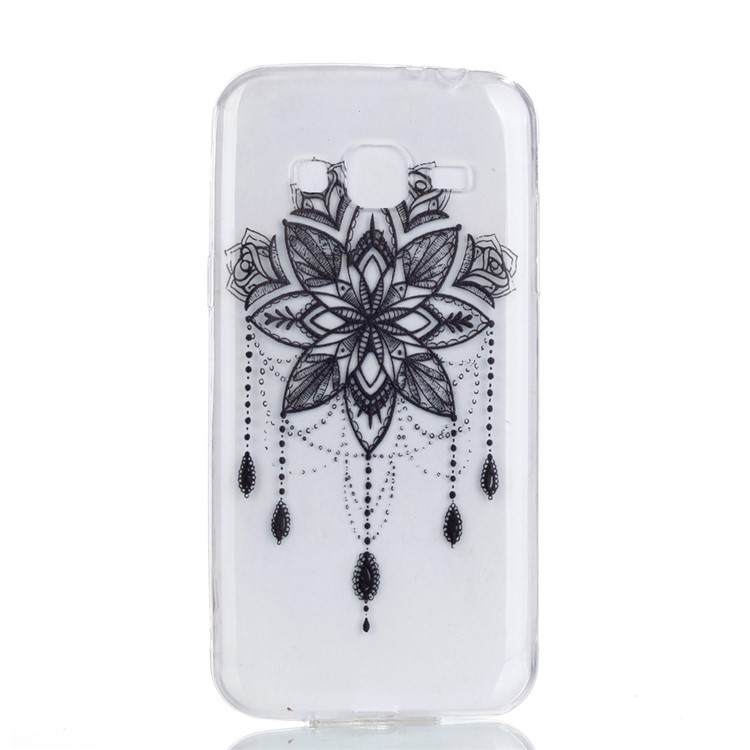 Pattern Printing Soft TPU Case Accessory for Samsung Galaxy J3 (2016) / J3 - Black Flower-2