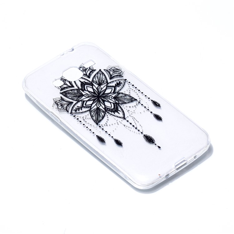 Pattern Printing Soft TPU Case Accessory for Samsung Galaxy J3 (2016) / J3 - Black Flower-3