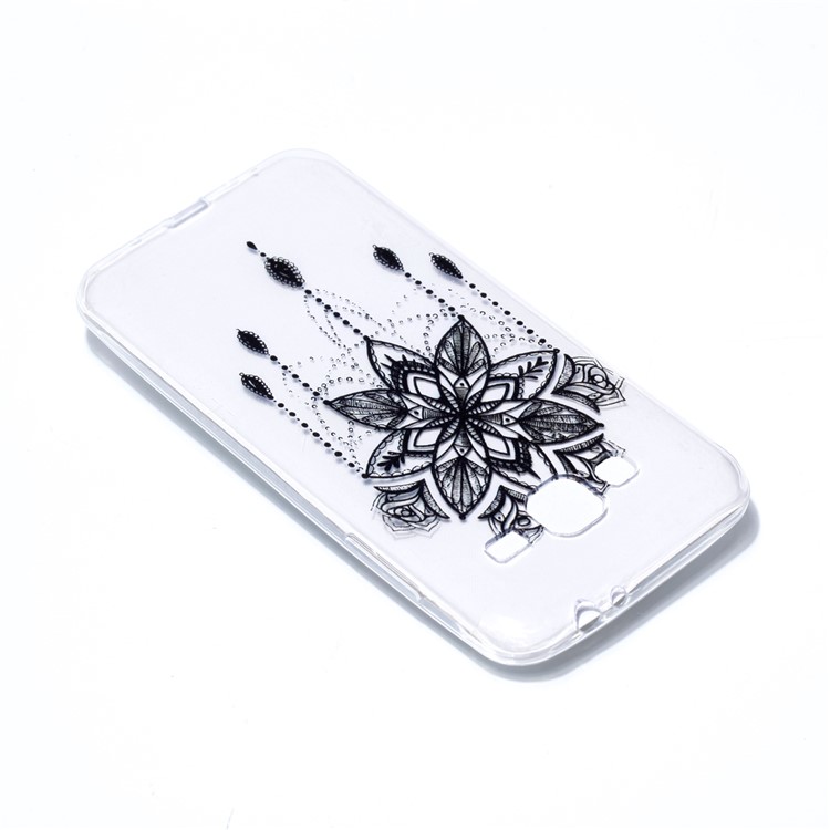 Pattern Printing Soft TPU Case Accessory for Samsung Galaxy J3 (2016) / J3 - Black Flower-4
