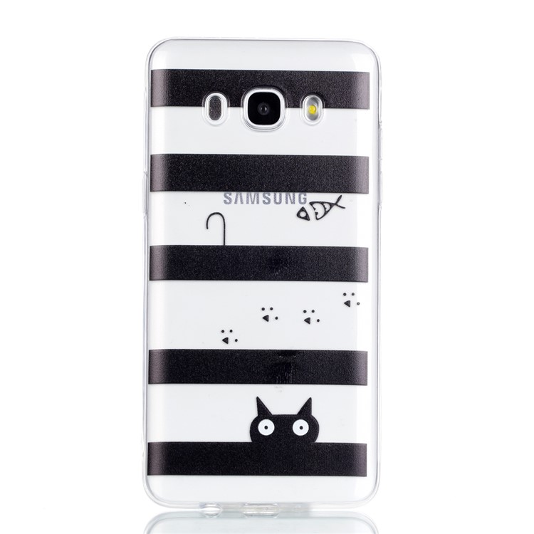 Ultra Thin Patterned Soft TPU Back Case for Samsung Galaxy J5 (2016) SM-J510 - Stripes and Cat-2