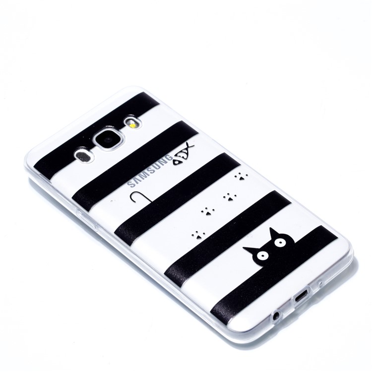 Ultra Thin Patterned Soft TPU Back Case for Samsung Galaxy J5 (2016) SM-J510 - Stripes and Cat-3