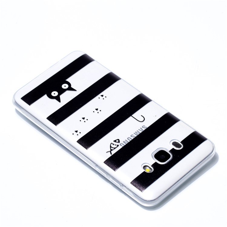 Ultra Thin Patterned Soft TPU Back Case for Samsung Galaxy J5 (2016) SM-J510 - Stripes and Cat-4
