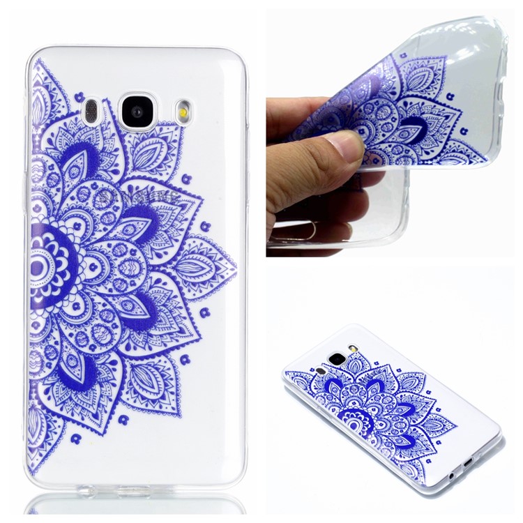 Ultra Thin Patterned Soft TPU Shell for Samsung Galaxy J7 (2016) SM-J710 - Half Flower-1