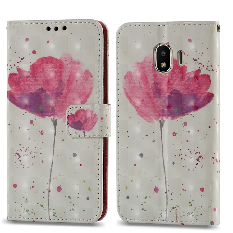 Leather Magnetic Case for Samsung Galaxy J2 Pro 2018 - Pink Flower-4