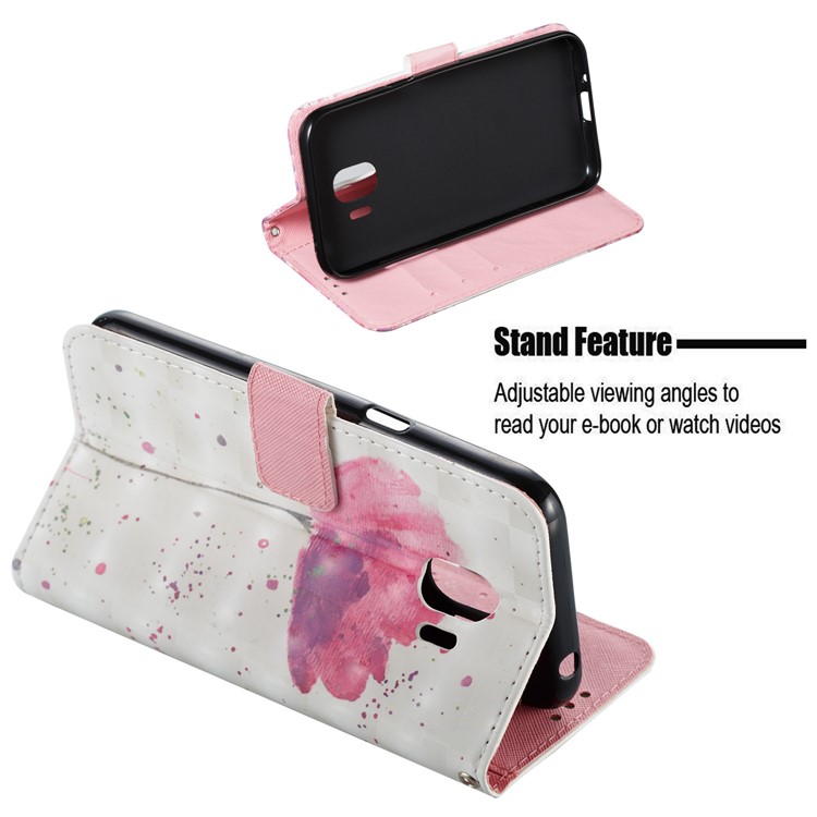 Leather Magnetic Case for Samsung Galaxy J2 Pro 2018 - Pink Flower-5