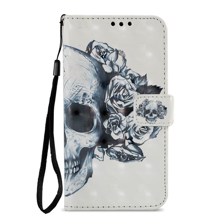 Leather Magnetic Protection Flip Cover for Samsung Galaxy J2 Pro 2018 - Flower and Skull-3