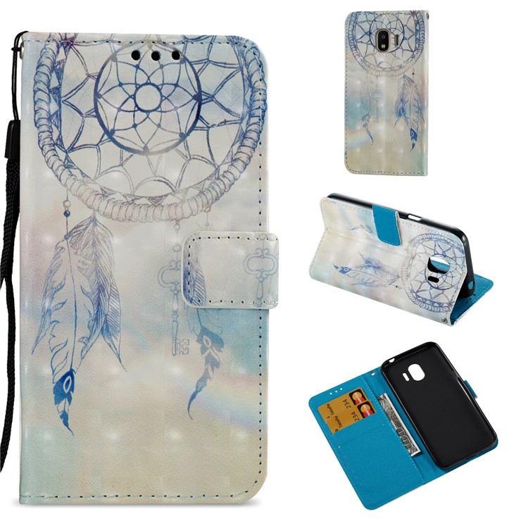 For Samsung Galaxy J2 Pro 2018 Leather Magnetic Stand Cover Case - Dream Catcher and Feather-1