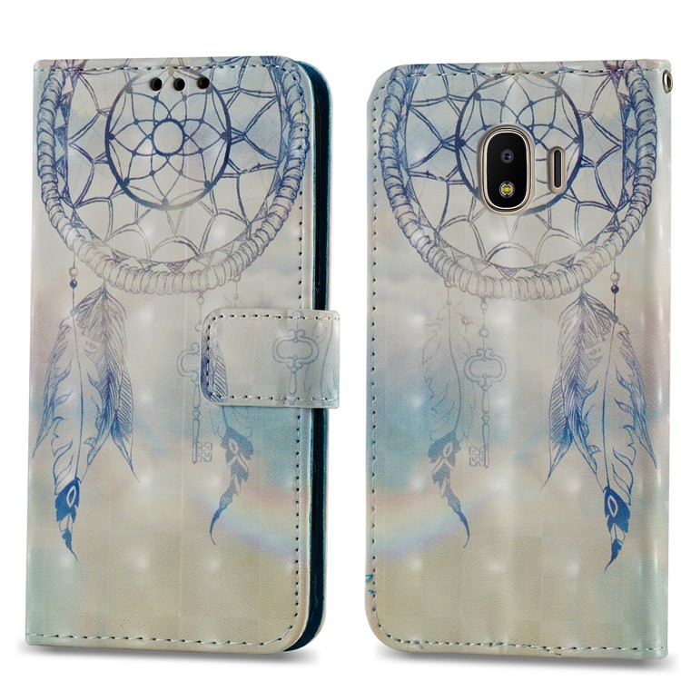 For Samsung Galaxy J2 Pro 2018 Leather Magnetic Stand Cover Case - Dream Catcher and Feather-4