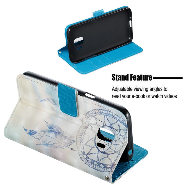 For Samsung Galaxy J2 Pro 2018 Leather Magnetic Stand Cover Case - Dream Catcher and Feather-5
