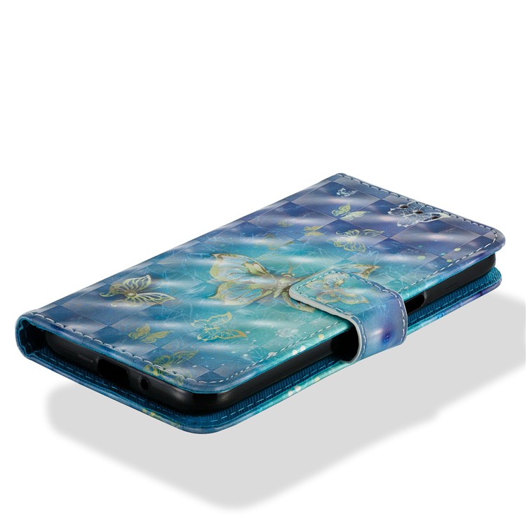 Leather Magnetic Wallet Stand Card Slots Protection Shell Case for Samsung Galaxy J2 Pro 2018 - Gold and Blue Butterfly-2