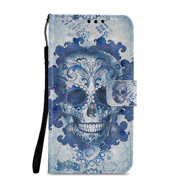 For Samsung Galaxy J2 Pro 2018 Leather Magnetic Mobile Phone Folio Case - Skull-3