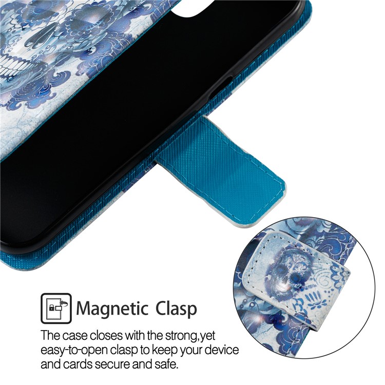 For Samsung Galaxy J2 Pro 2018 Leather Magnetic Mobile Phone Folio Case - Skull-6