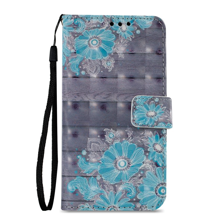 PU Leather Card Slots Magnetic Folio Protection Casing for Samsung Galaxy J2 Pro 2018 - Blue Flower-4