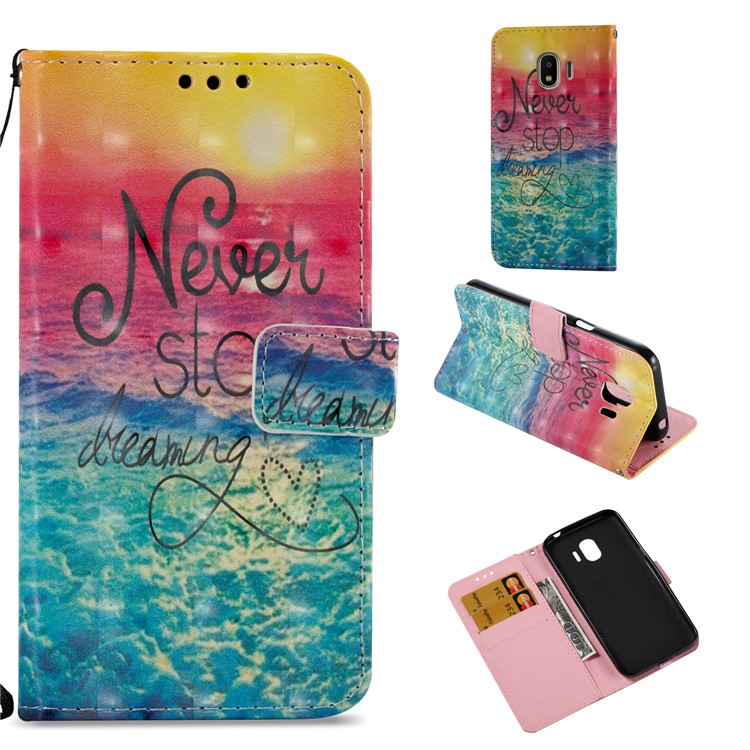 For Samsung Galaxy J2 Pro 2018 Leather Phone Accessory Case - Never Stop Dreaming-1
