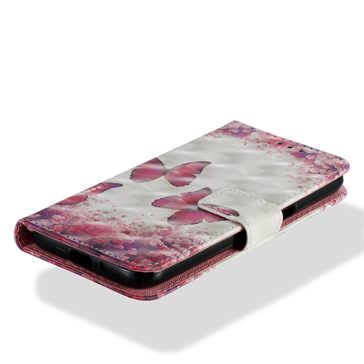 For Samsung Galaxy J2 Pro 2018 Leather Magnetic Cellphone Case Shell - Red Flower and Butterfly-2
